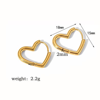 1 pair of simple classic  gold-plated stainless steel geometric heart earrings for women's jewelry for daily wear h5 Picture2